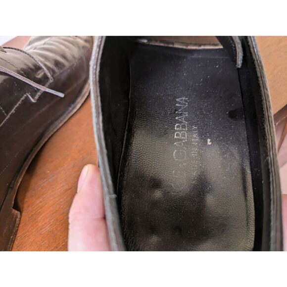 Dolce & Gabbana Italy Oxford Men\'s Shoes Brown Leather Pointed Toe Size 9